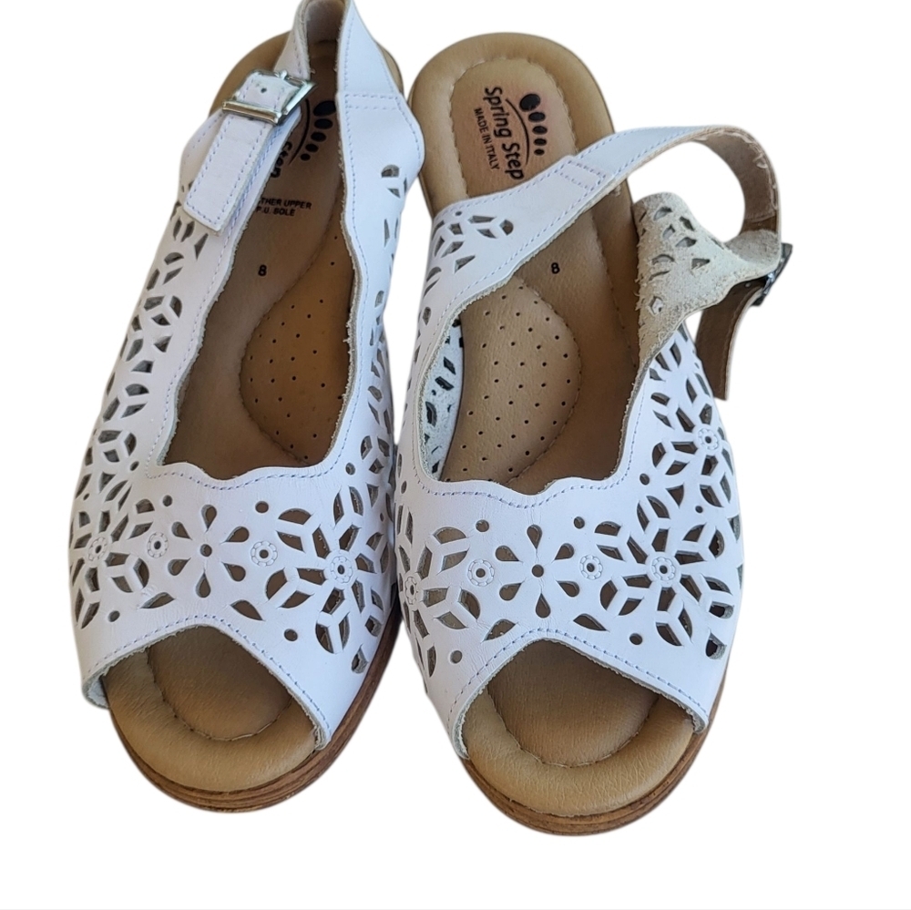 Spring Step Orella Slingback Leather Comfort Wedge Sandal Size 8 - Picture 2 of 8